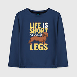 Лонгслив хлопковый детский Жизнь коротка как мои лапы, цвет: тёмно-синий