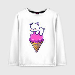 Детский лонгслив Белый мишка и мороженое