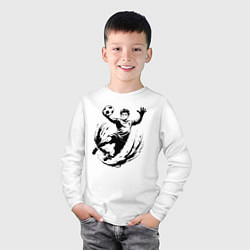 Лонгслив хлопковый детский Вратарь ловит мяч, цвет: белый — фото 2