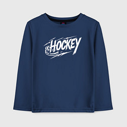 Лонгслив хлопковый детский Хоккей с шайбой, цвет: тёмно-синий