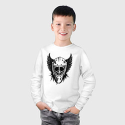 Лонгслив хлопковый детский Крылатая хоккейная маска, цвет: белый — фото 2