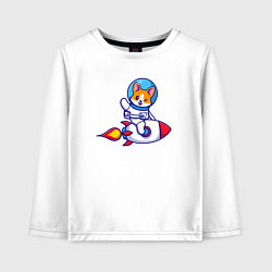 Лонгслив хлопковый детский Собачка на ракете, цвет: белый