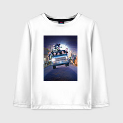 Лонгслив хлопковый детский Семейка Аддамс в машине, цвет: белый