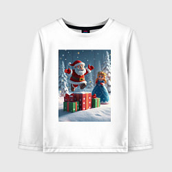 Детский лонгслив Дед Морозио и Принцесса Снегурочка: c подарками в