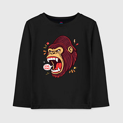 Лонгслив хлопковый детский Рычащий король горилл, цвет: черный