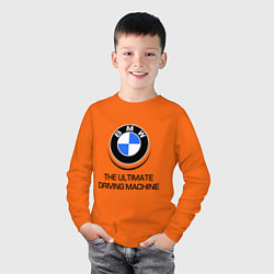 Лонгслив хлопковый детский BMW Driving Machine, цвет: оранжевый — фото 2