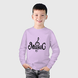 Лонгслив хлопковый детский Music its all my life, цвет: лаванда — фото 2