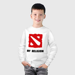 Лонгслив хлопковый детский Dota 2: My Religion, цвет: белый — фото 2