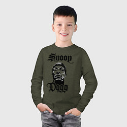 Лонгслив хлопковый детский Snoop Dogg Face, цвет: меланж-хаки — фото 2