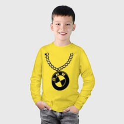 Лонгслив хлопковый детский БМВ медальон, цвет: желтый — фото 2