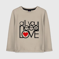 Лонгслив хлопковый детский All you need is love, цвет: миндальный