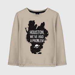 Лонгслив хлопковый детский Хьюстон, у нас проблемы, цвет: миндальный