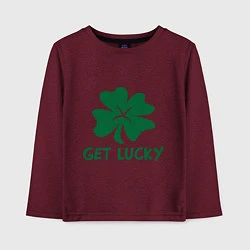 Лонгслив хлопковый детский Get lucky, цвет: меланж-бордовый