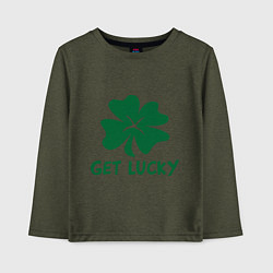 Лонгслив хлопковый детский Get lucky, цвет: меланж-хаки