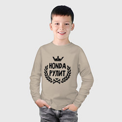 Лонгслив хлопковый детский Хонда рулит, цвет: миндальный — фото 2