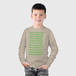 Лонгслив хлопковый детский Двоичный код, цвет: миндальный — фото 2