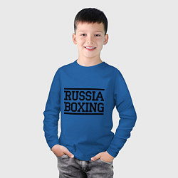 Лонгслив хлопковый детский Russia boxing, цвет: синий — фото 2