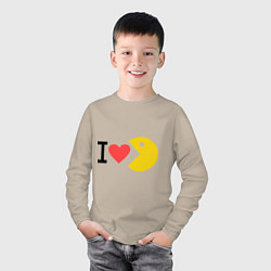 Лонгслив хлопковый детский I love Packman, цвет: миндальный — фото 2