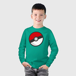 Лонгслив хлопковый детский Pokeball, цвет: зеленый — фото 2