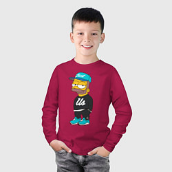 Лонгслив хлопковый детский Bart Just Us, цвет: маджента — фото 2