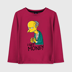 Лонгслив хлопковый детский Mr. Burns: I get money, цвет: маджента