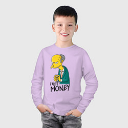 Лонгслив хлопковый детский Mr. Burns: I get money, цвет: лаванда — фото 2