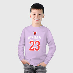 Лонгслив хлопковый детский Jordan 23, цвет: лаванда — фото 2