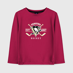 Лонгслив хлопковый детский Pittsburgh Penguins: Est.1967, цвет: маджента