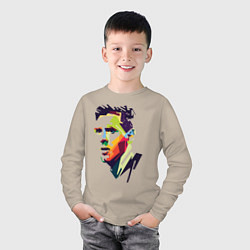 Лонгслив хлопковый детский Lionel Messi: fun-art, цвет: миндальный — фото 2