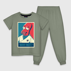 Пижама хлопковая детская Zoidberg: Why not?, цвет: авокадо