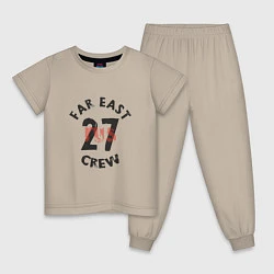 Пижама хлопковая детская Far East 27 Crew, цвет: миндальный