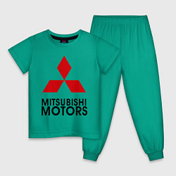 Пижама хлопковая детская Mitsubishi, цвет: зеленый