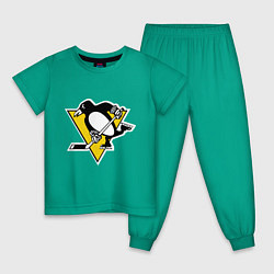 Пижама хлопковая детская Pittsburgh Penguins: Malkin 71, цвет: зеленый