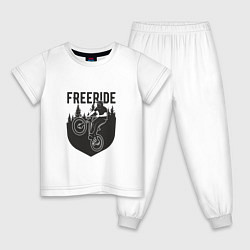 Пижама хлопковая детская Freeride, цвет: белый
