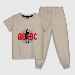 Пижама хлопковая детская AC/DC: Angus Young, цвет: миндальный