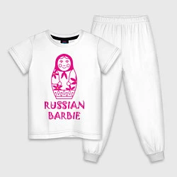 Пижама хлопковая детская Русская Барби, цвет: белый
