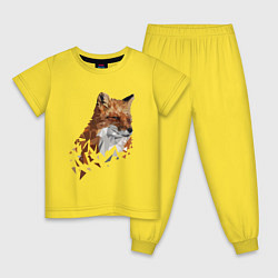 Пижама хлопковая детская Полигональный лис, цвет: желтый