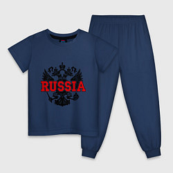 Пижама хлопковая детская Russia Coat, цвет: тёмно-синий