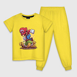 Пижама хлопковая детская Mario Rage, цвет: желтый