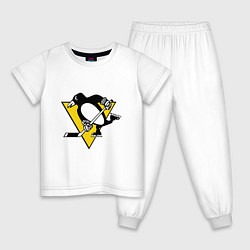 Пижама хлопковая детская Pittsburgh Penguins, цвет: белый