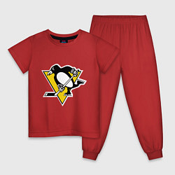 Пижама хлопковая детская Pittsburgh Penguins, цвет: красный