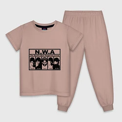 Пижама хлопковая детская NWA, цвет: пыльно-розовый