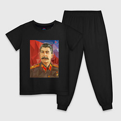 Пижама хлопковая детская Сталин: полигоны, цвет: черный