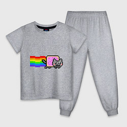 Пижама хлопковая детская Nyan Cat, цвет: меланж