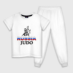 Пижама хлопковая детская Russia judo, цвет: белый