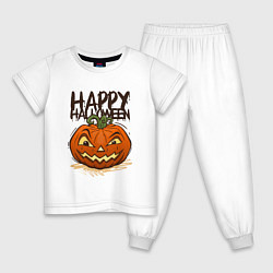 Пижама хлопковая детская Happy halloween, цвет: белый