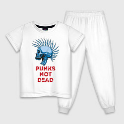 Пижама хлопковая детская Punks not dead, цвет: белый