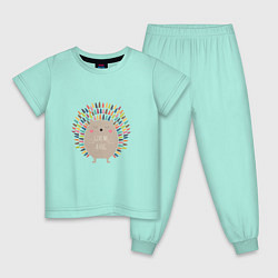 Пижама хлопковая детская Hedgehog: give me a hug, цвет: мятный