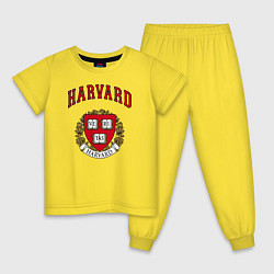 Пижама хлопковая детская Harvard university, цвет: желтый