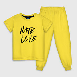 Пижама хлопковая детская FACE Hate Love, цвет: желтый